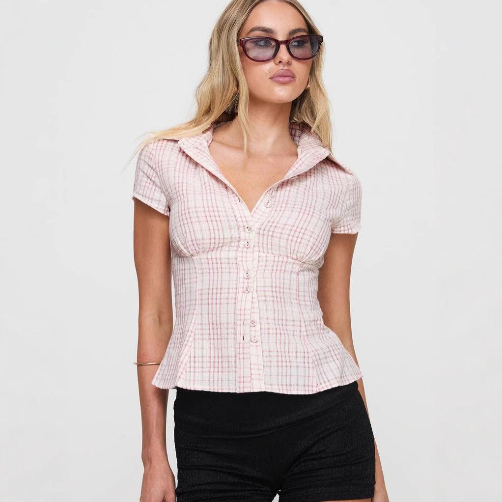 ELIZA | Vintage Geruite Blouse voor Dames – De Trendy Must-Have voor Jouw Wardrobe