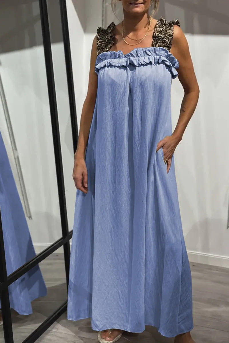 NESS | Maxi Zomerjurk met Panterbandjes – Katoenen Comfort in Stijl