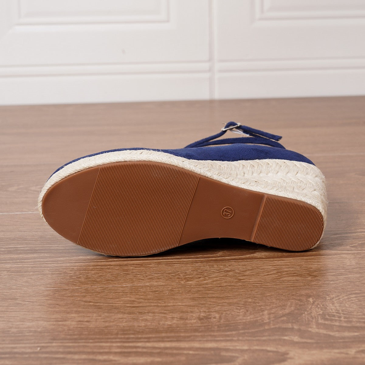LEONTIEN | Elegante Wedge Sandalen - Blauwe Espadrille Hak