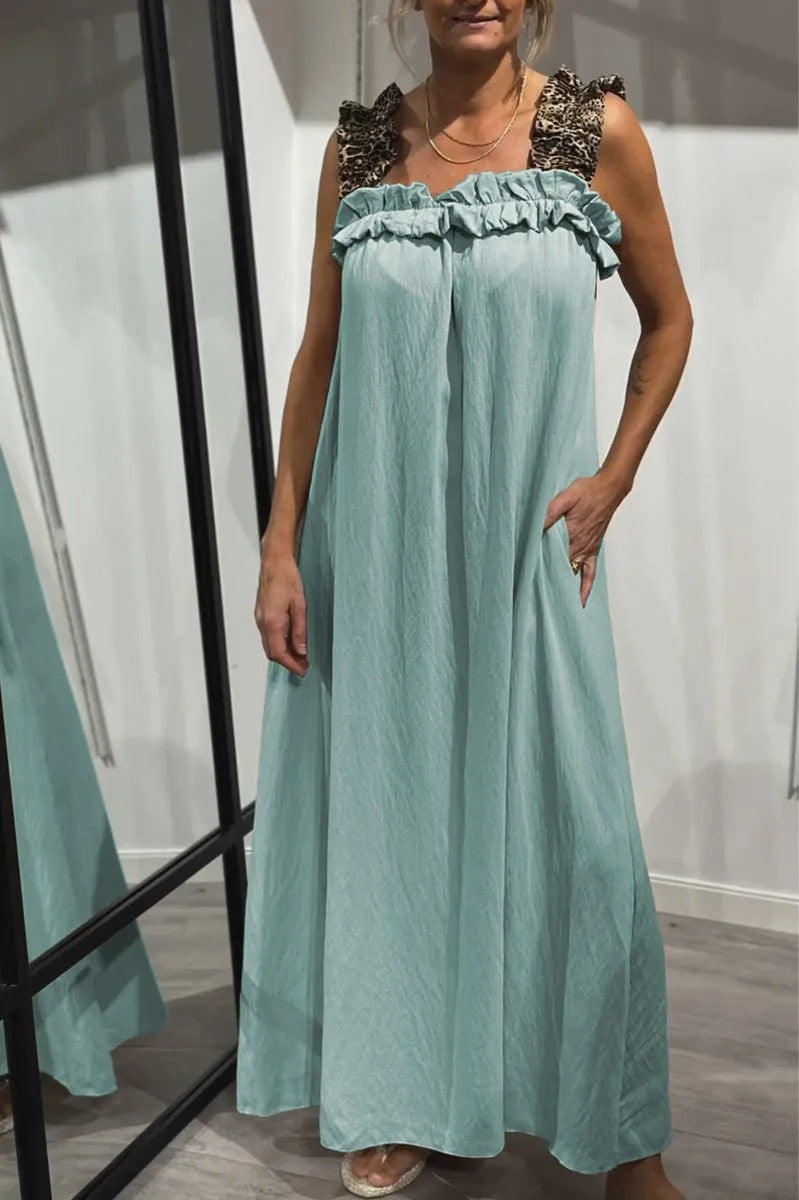 NESS | Maxi Zomerjurk met Panterbandjes – Katoenen Comfort in Stijl