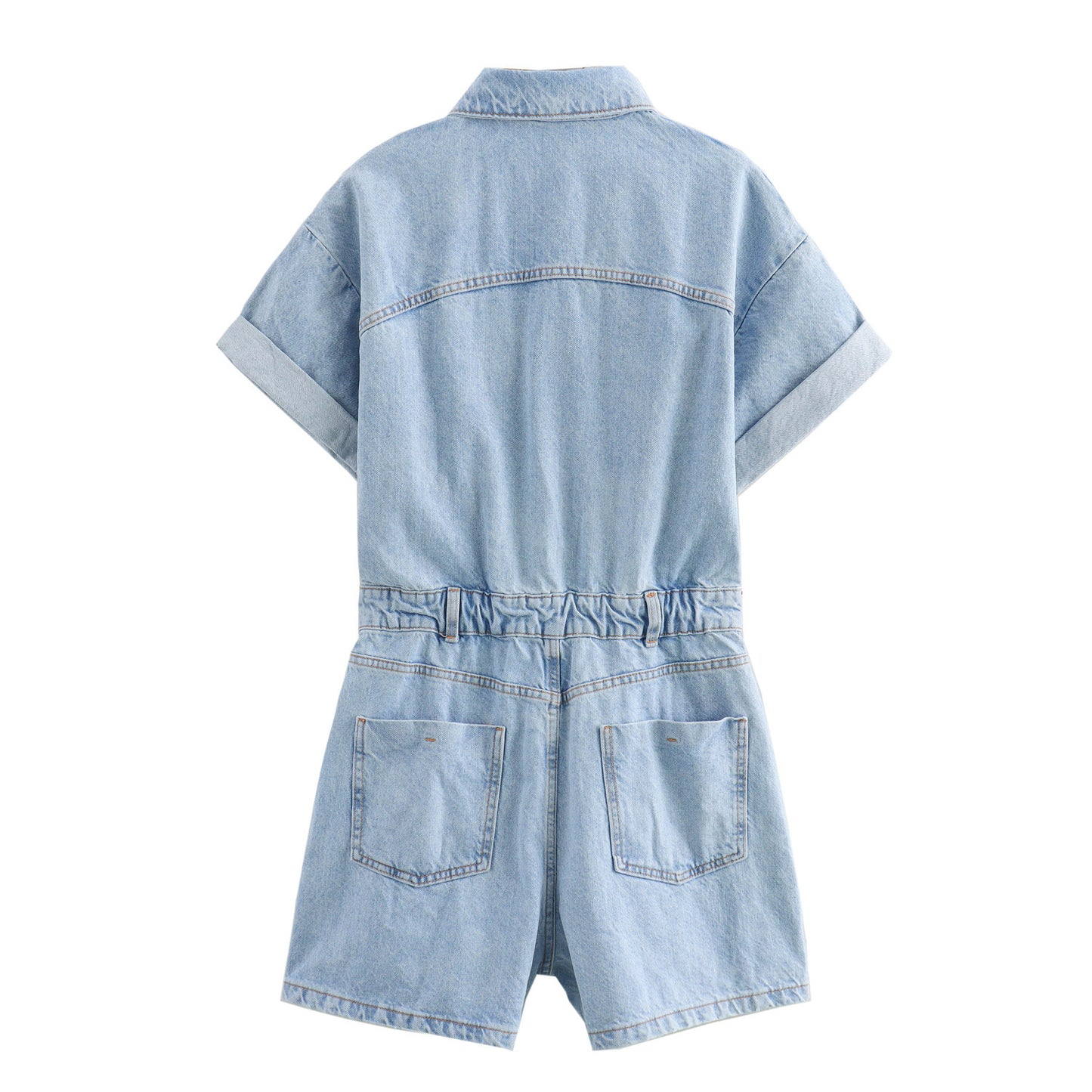 DUNYA | Denim Look Korte Jumpsuit – Stoer & Comfortabel van Katoen