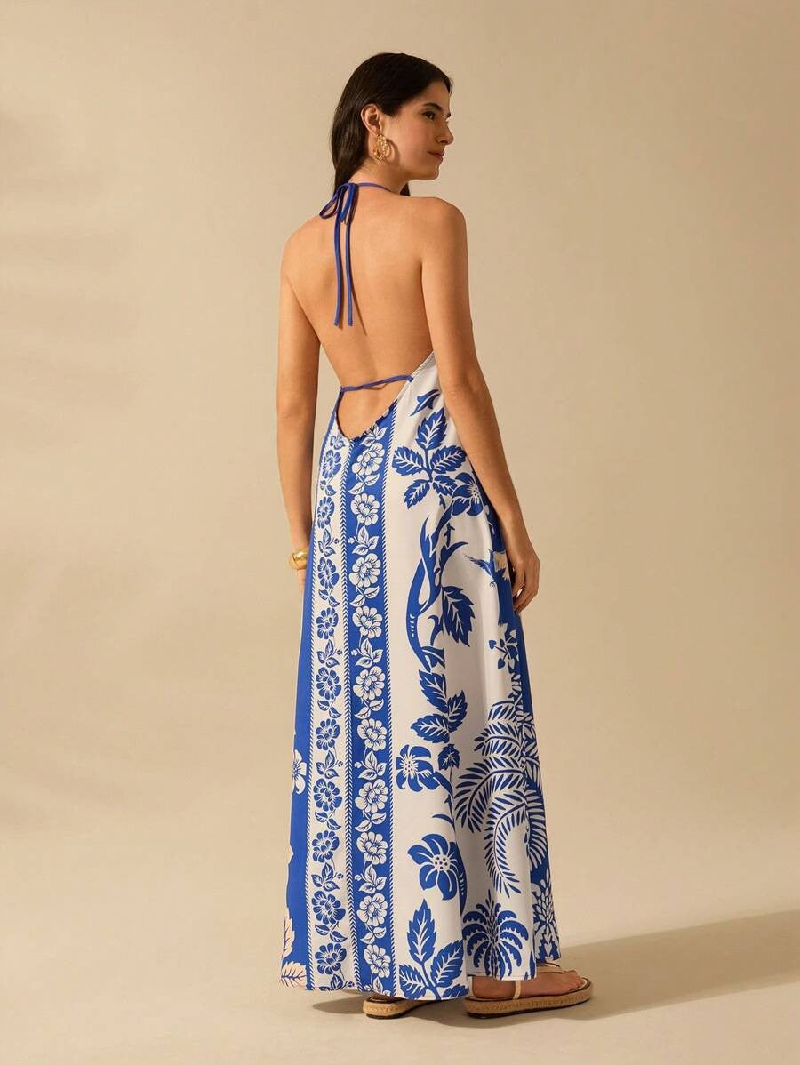KORE | Halterjurk met Bloemenprint – Elegante Zomerse Umbrella Skirt