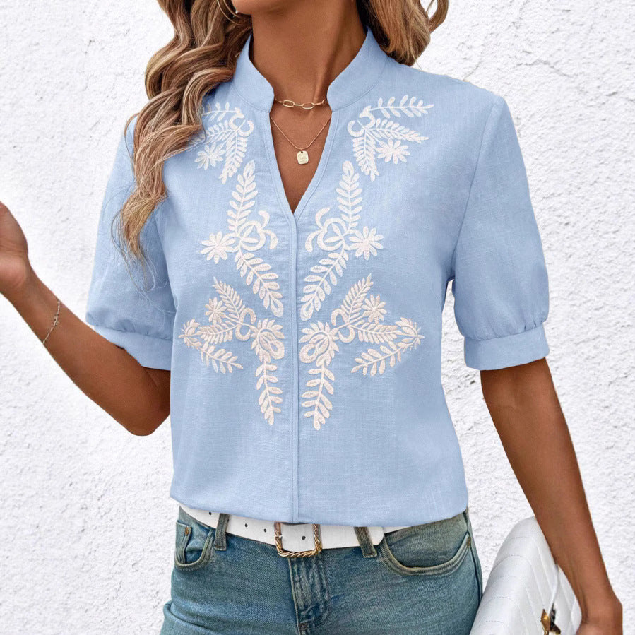 MARGO | Zomerse Katoenen Blouse met Borduursels – Elegante Boho Look