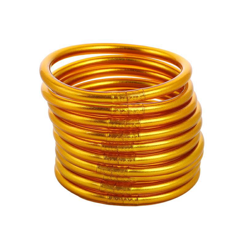 LIZZ | Gouden Bangle Armbanden Set – Siliconen Glamour
