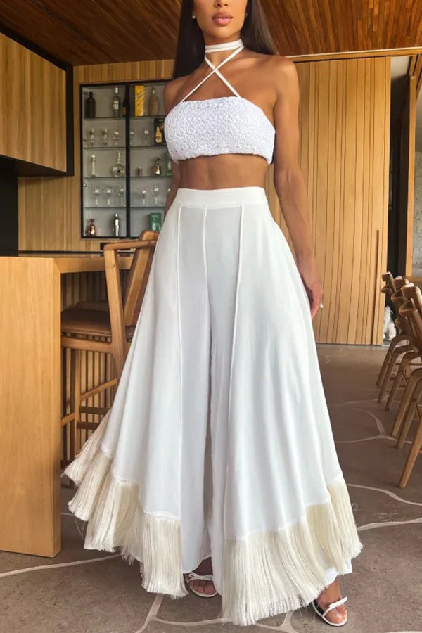 CASSANDRA | Palazzo Broek met Franjes – Luxe High Waist Zomerbroek voor Dames