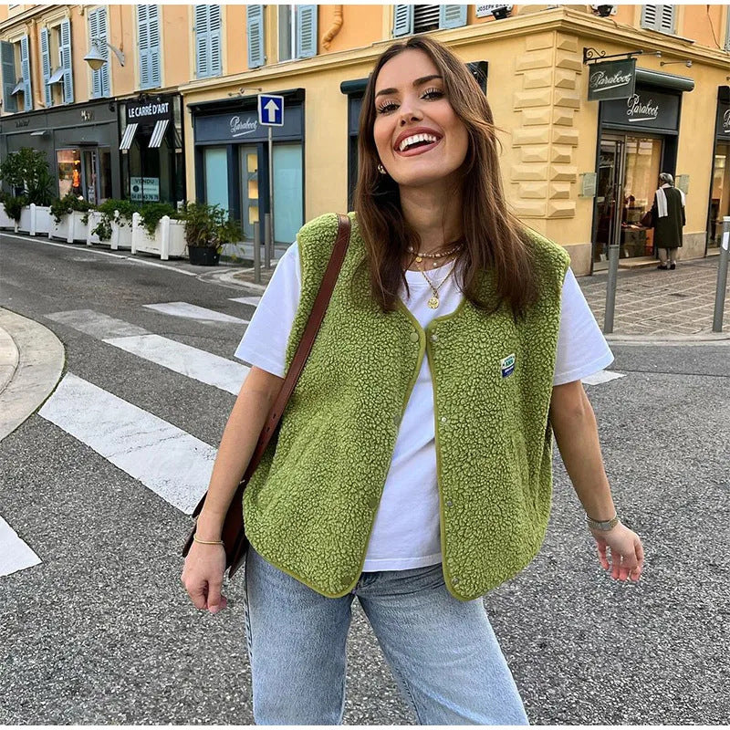 MERCEDES | Teddy Bodywarmer Dames – Fluffy Gilet voor de Wat Koudere Dagen