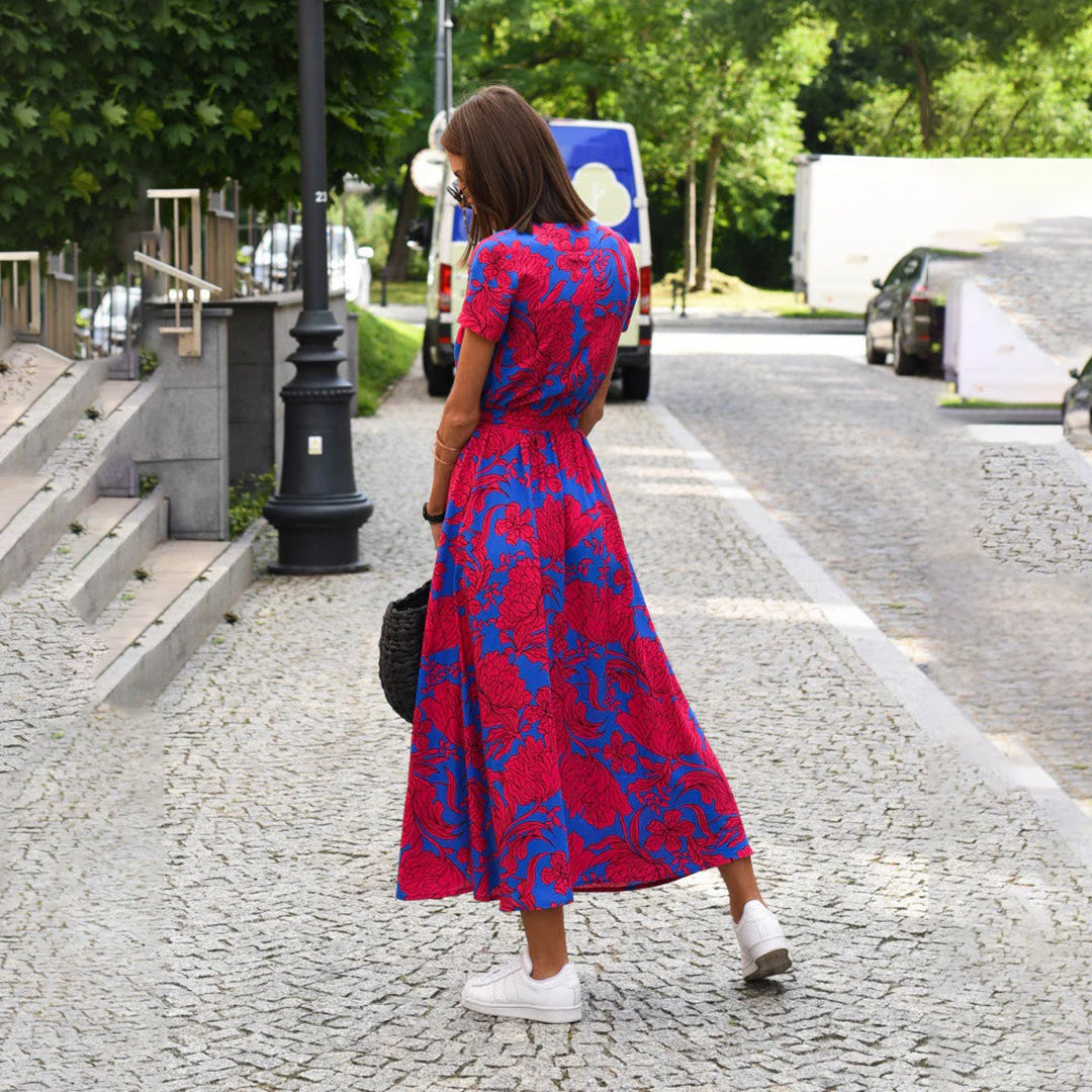 LIEVE | Boho Floral Maxi Wrap Dress – Elegante Zomerjurk met Print