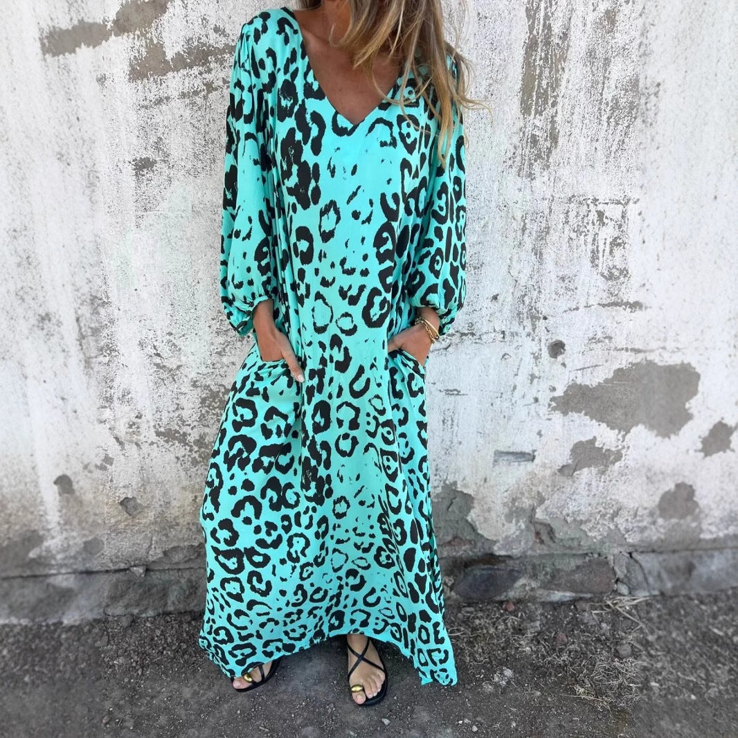 KARINE | Lange Panterprint Jurk – Statement & Comfort in Eén