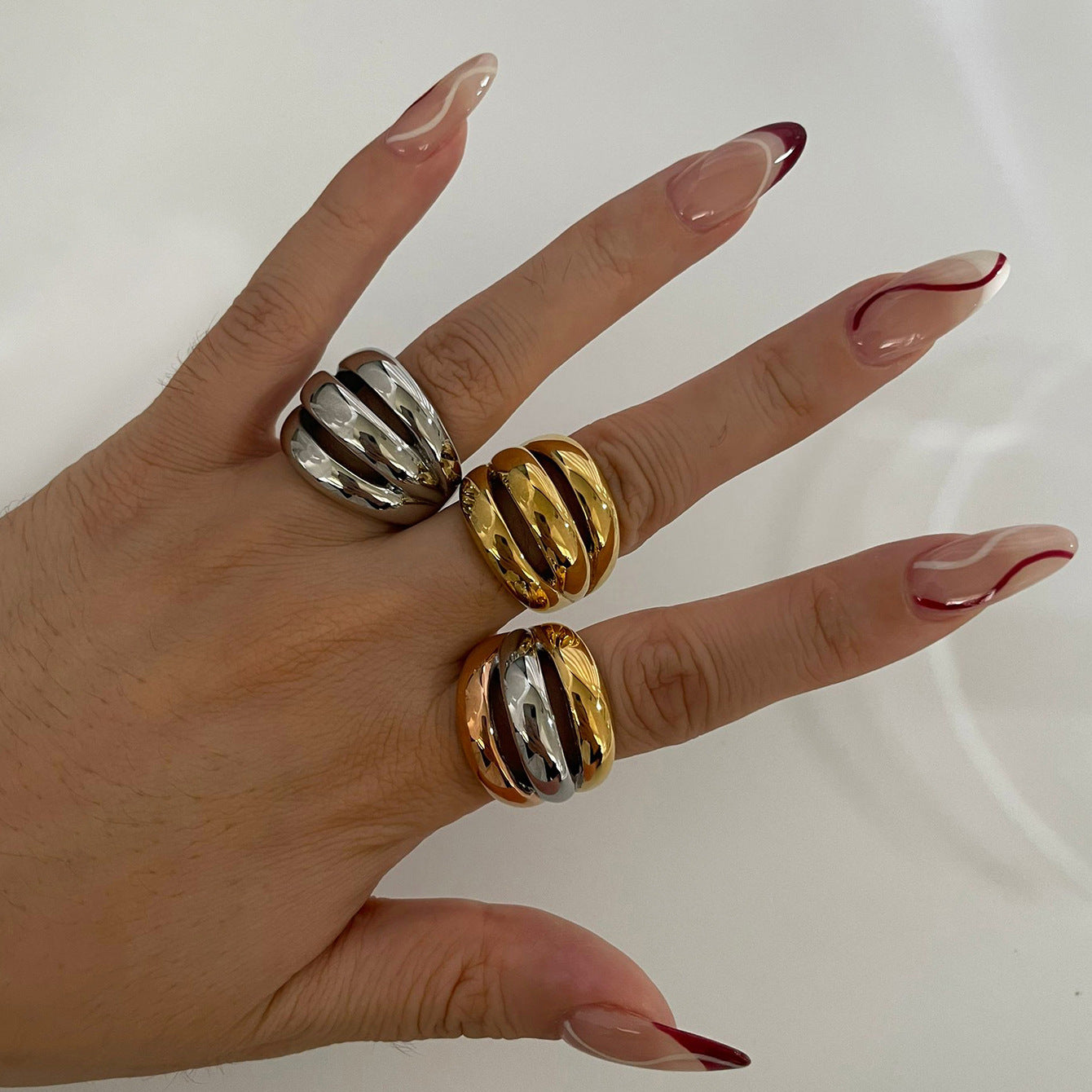 LINA | Statement Ring – Chunky Fashion Ring met Geslepen Design