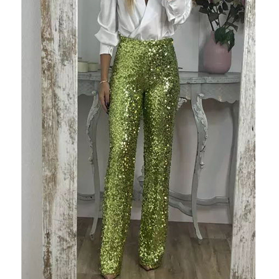SHANTI | High Waist Paillettenbroek Dames – Glanzende Partybroek in Meerdere Kleuren