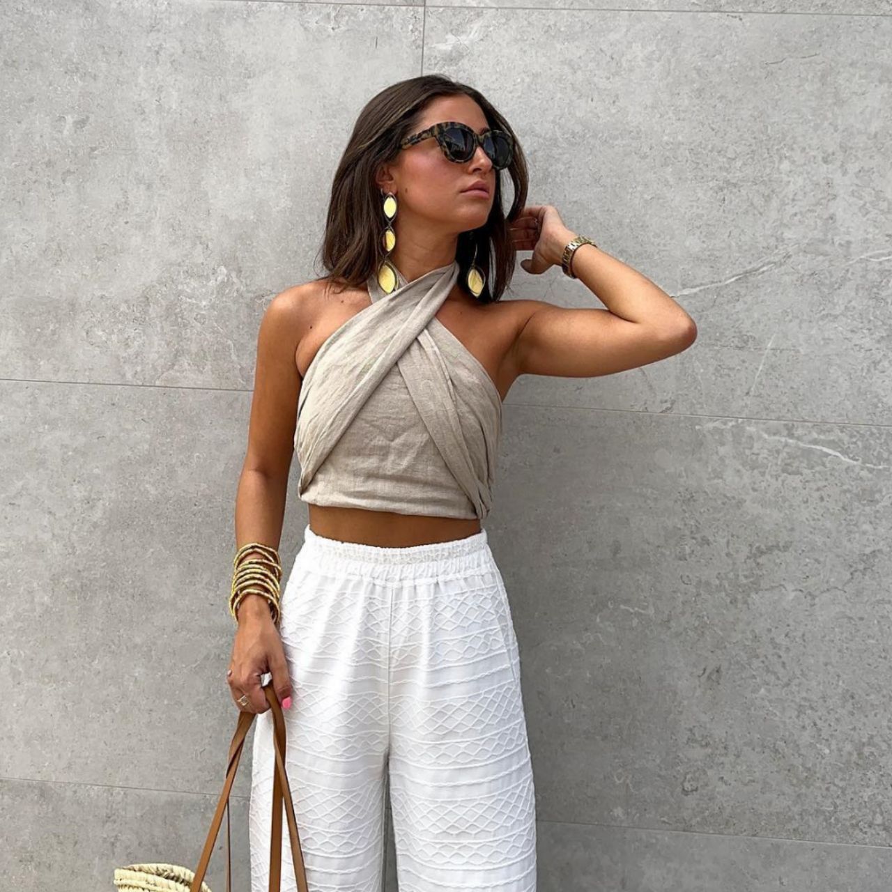 FLEURE | Linnen Crop Top met Kruisbanden - Boho Chic Crop Top Dames