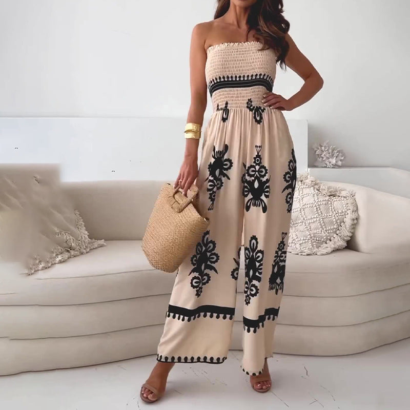 NYNKE | Zomerse strapless jumpsuit met bohemian print