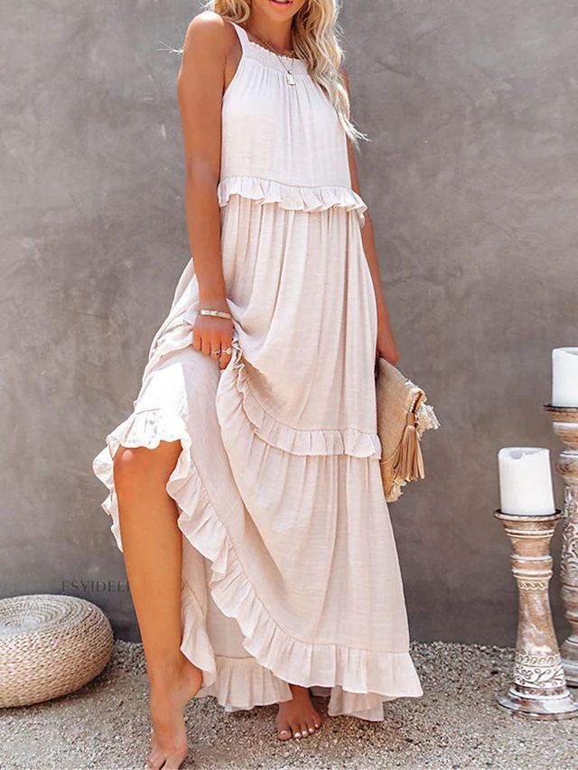 MARCELINE | Ruffle Maxi Jurk – Luchtige Zomerjurk met Volants