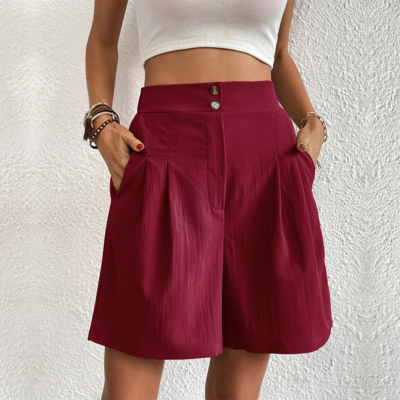 CAMILLE | High-Waist Dames Short – Elegante Losse Pasvorm met Knopen