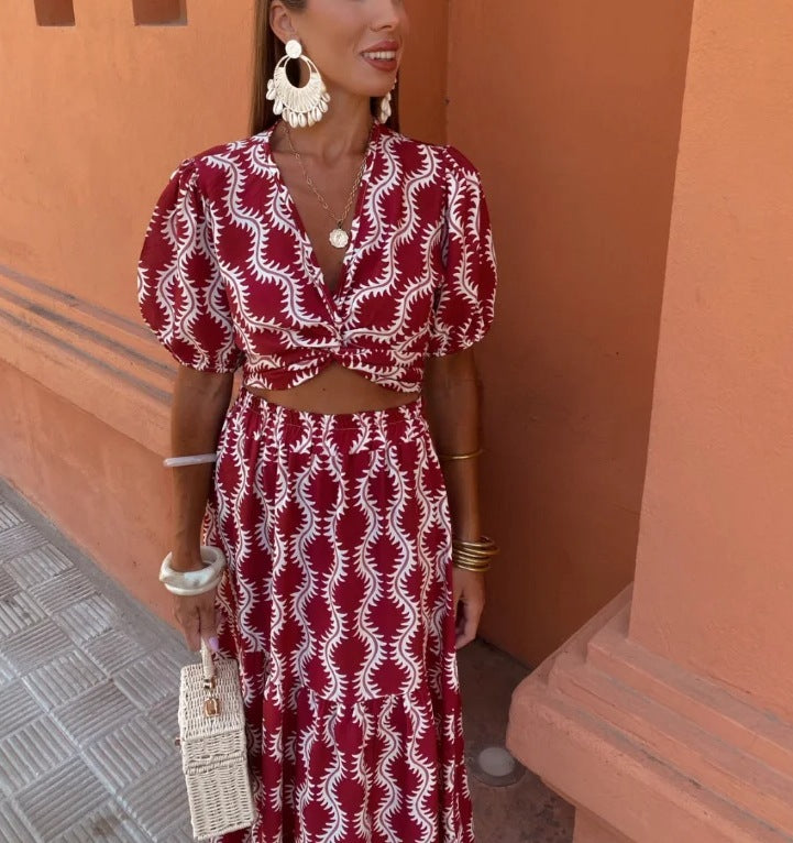 NEVE | Boho Set Dames met Print - Cropped Top en Maxi Rok