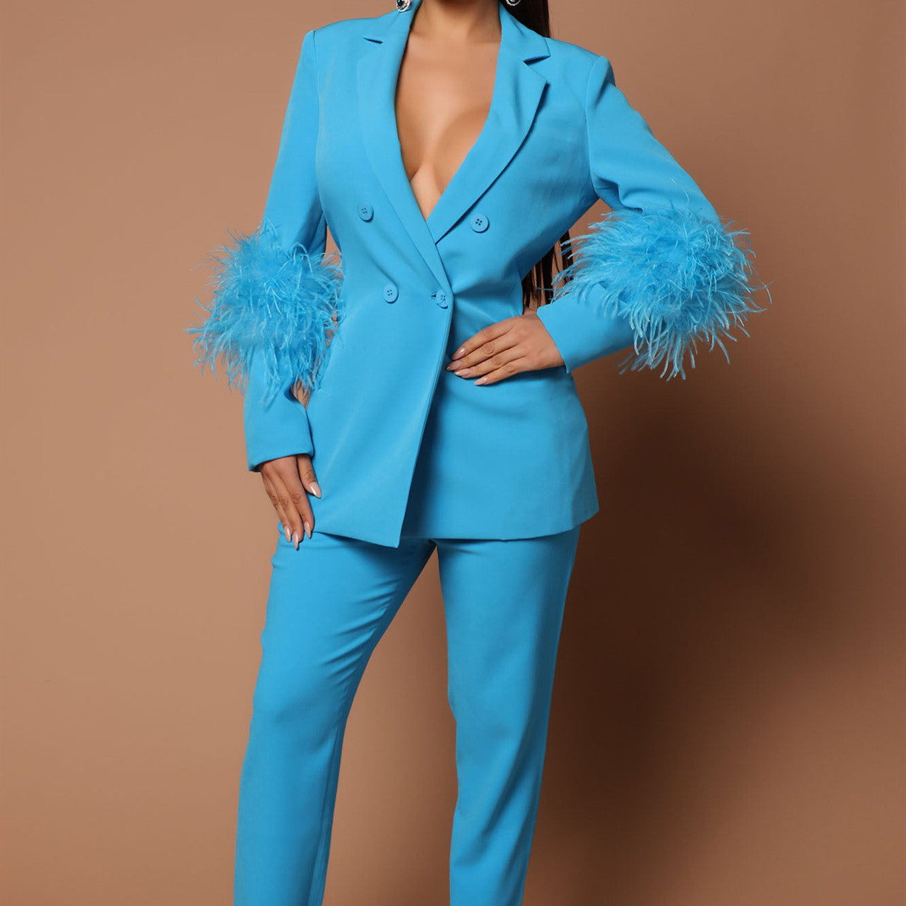 LYRA | Luxe Blazer Set met Veren – Elegant, Stijlvol & Statement-Making