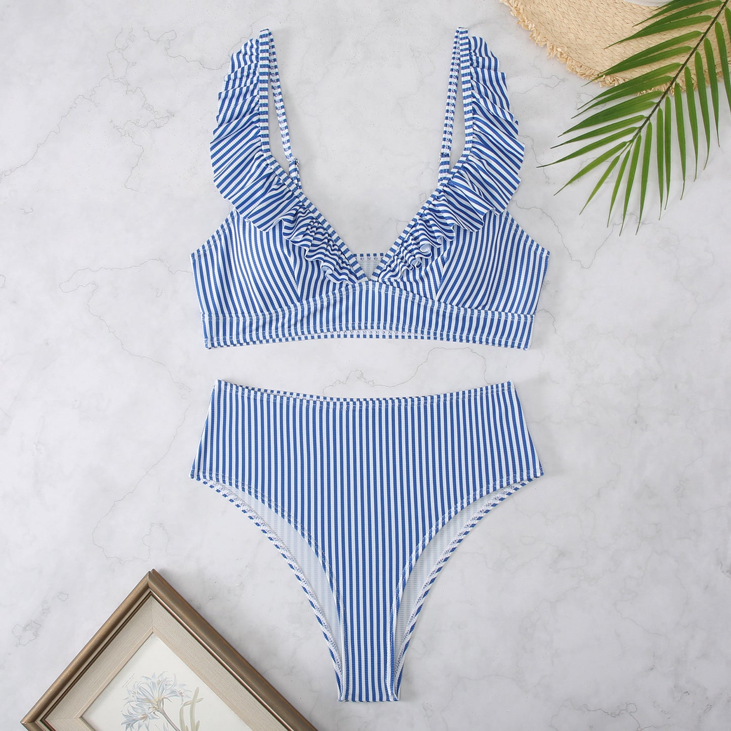 VESPER | Bikini met Volant - Elegante Ribstof en Hooggesneden Design