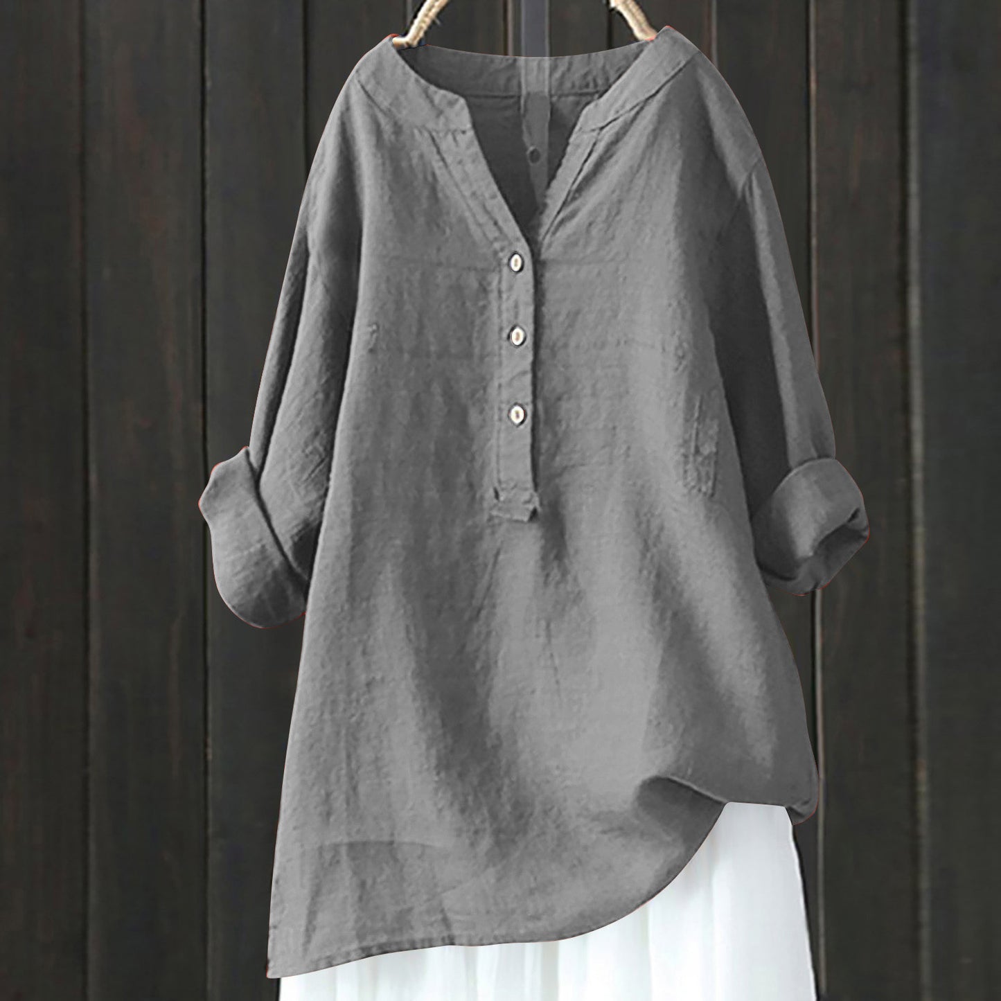 JILKE | Linnen Tuniek Dames met Knoopsluiting – Luchtige Oversized Blouse in Meerdere Kleuren