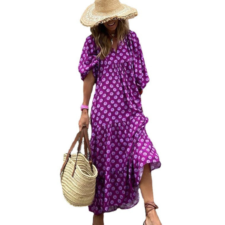 BOHO FIESTA | Maxi Jurk Dames met Print – Luchtige Zomerjurk in Bohemian Stijl