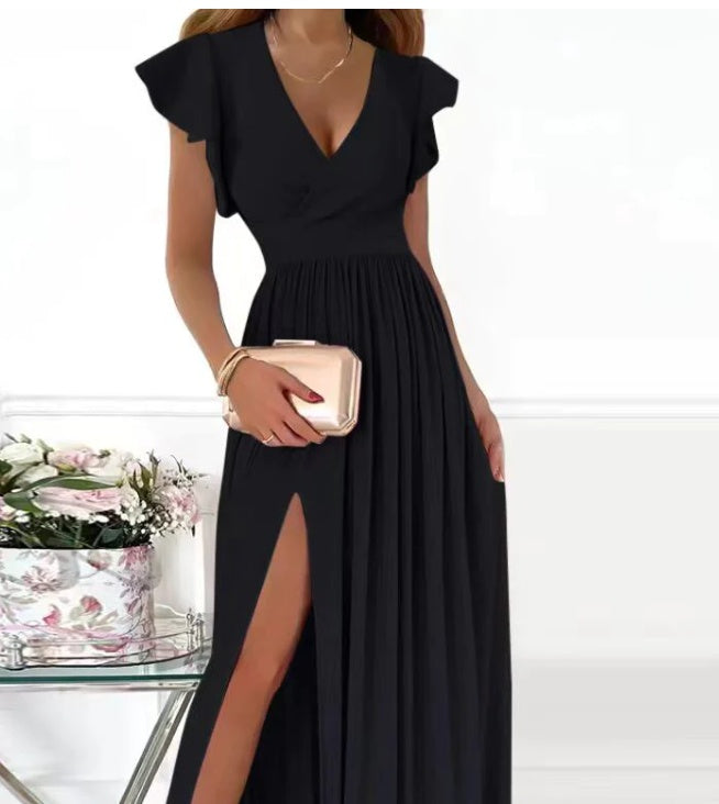 ANNITA | Elegante Maxi Jurk met Split – Tijdloos & Vrouwelijk