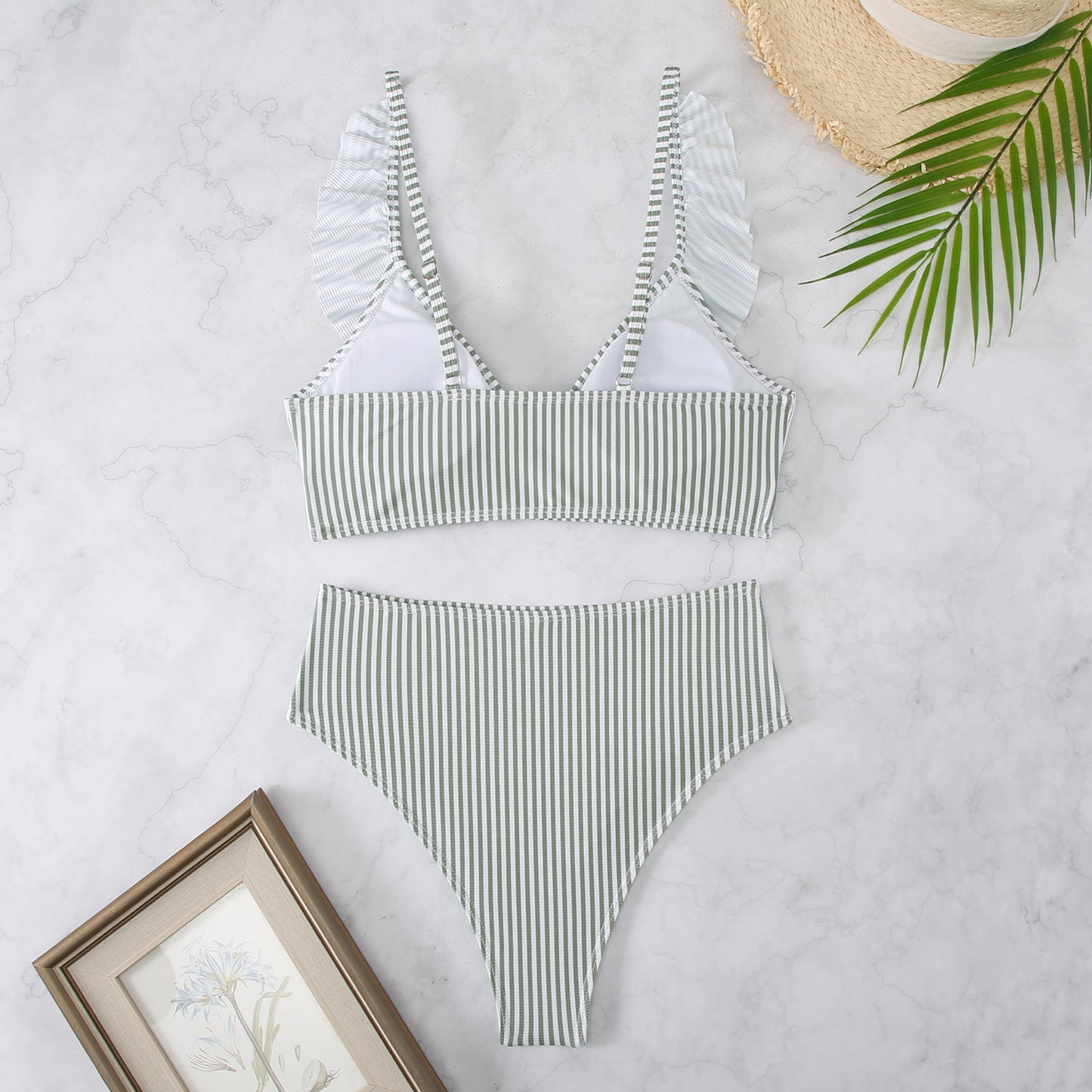 VESPER | Bikini met Volant - Elegante Ribstof en Hooggesneden Design