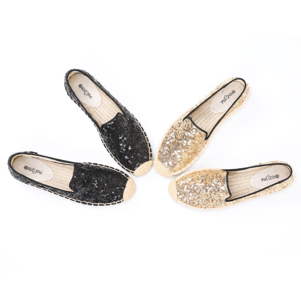 SILKE | Gouden Glitter Espadrilles Dames – Zomerschoenen met Pailletten
