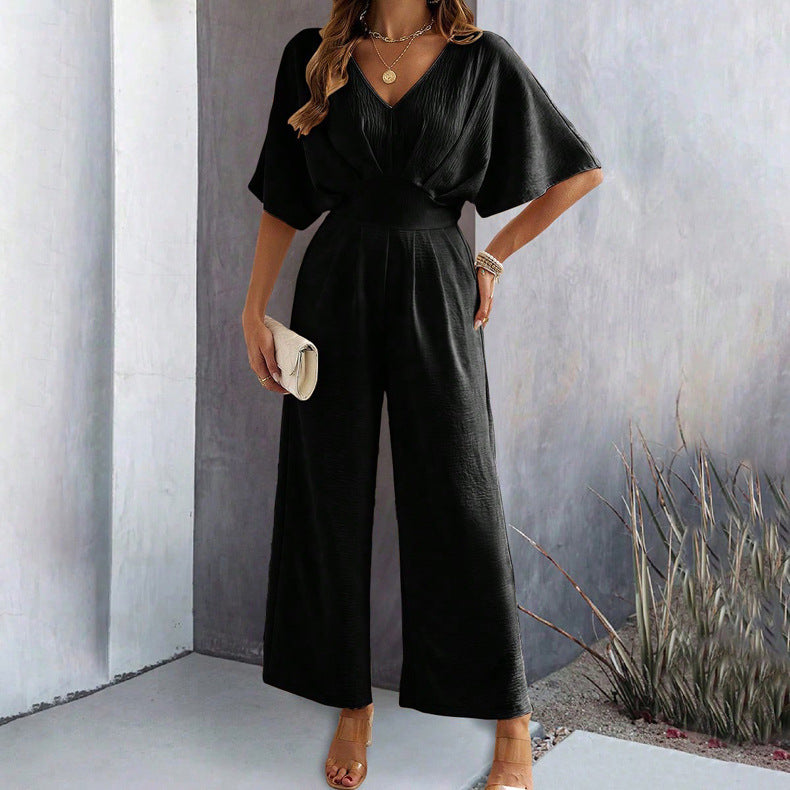 CELIA | Elegante Jumpsuit – Dames Jumpsuit met Wijde Pijpen en V-Hals