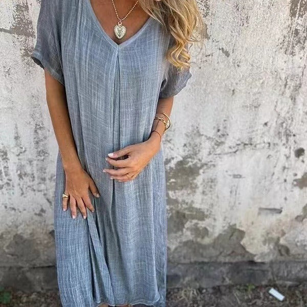 JEN | Luchtige Midi-Jurk met V-hals – Casual & Comfortabel