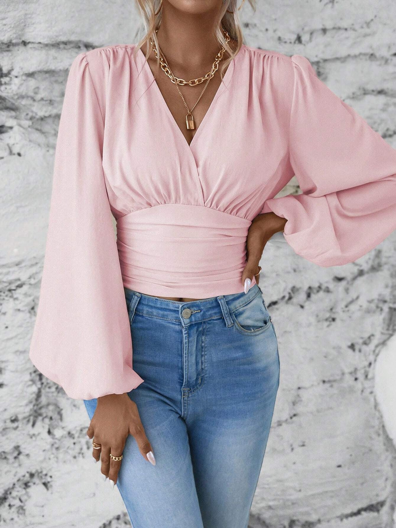 TOULOUSE | Chiffon Wrap Top – Elegante V-Hals & Flowy Mouwen