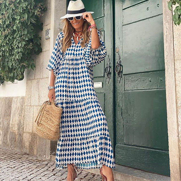 BOHO FIESTA | Maxi Jurk Dames met Print – Luchtige Zomerjurk in Bohemian Stijl