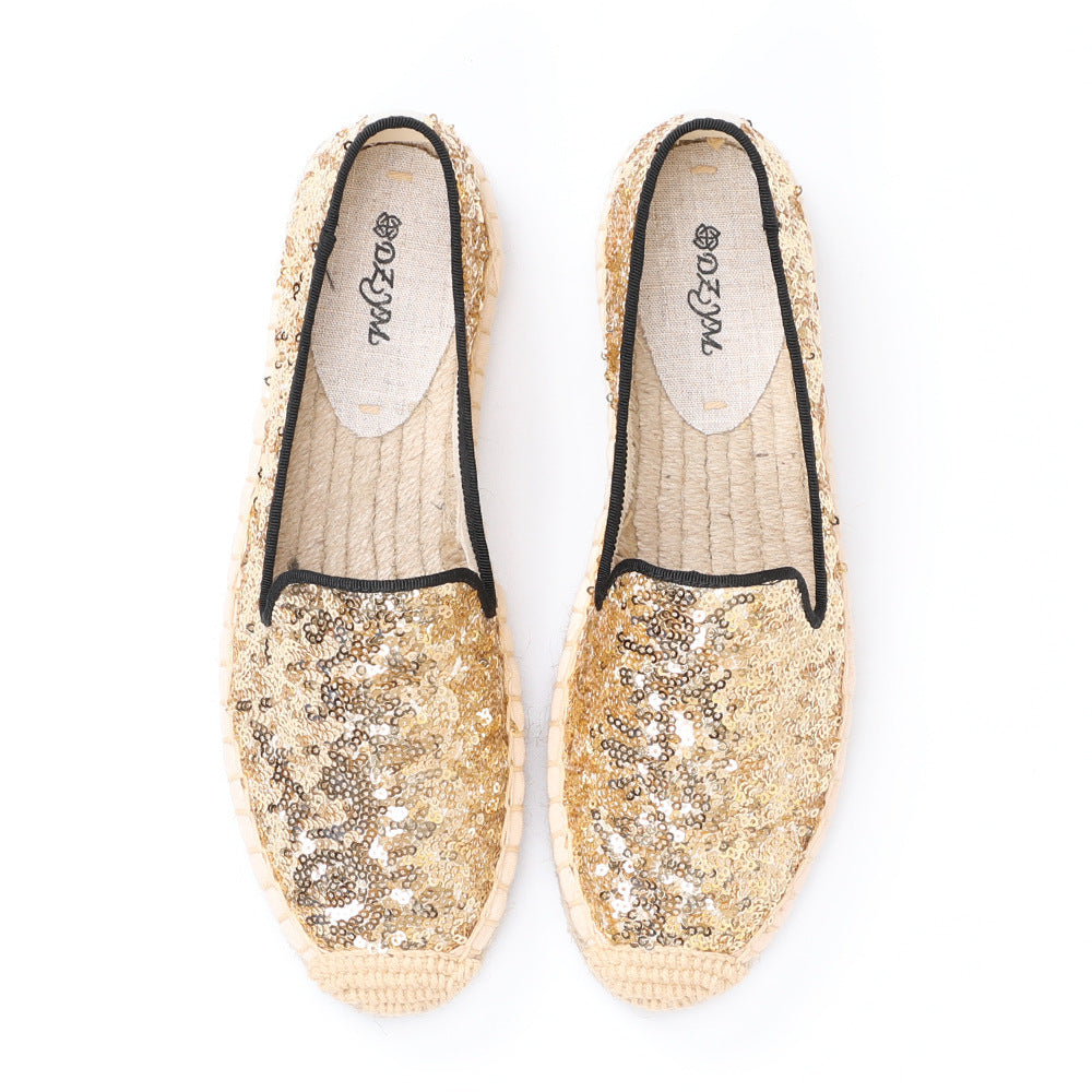SILKE | Gouden Glitter Espadrilles Dames – Zomerschoenen met Pailletten