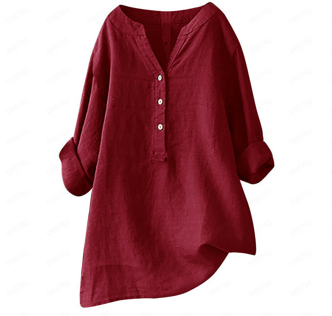 JILKE | Linnen Tuniek Dames met Knoopsluiting – Luchtige Oversized Blouse in Meerdere Kleuren