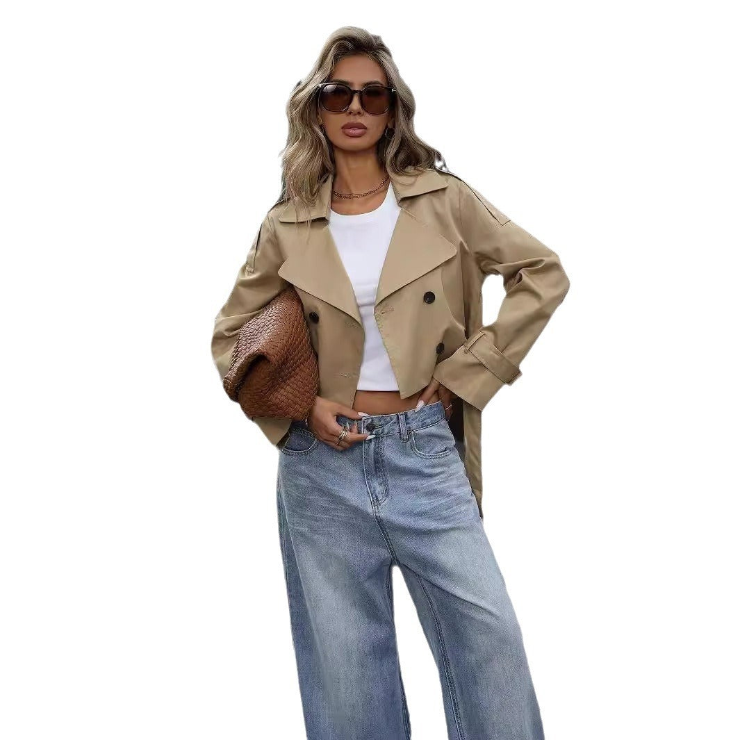 YVETTE | Cropped Trenchcoat in Beige – Tijdloze Chic met een Moderne Twist