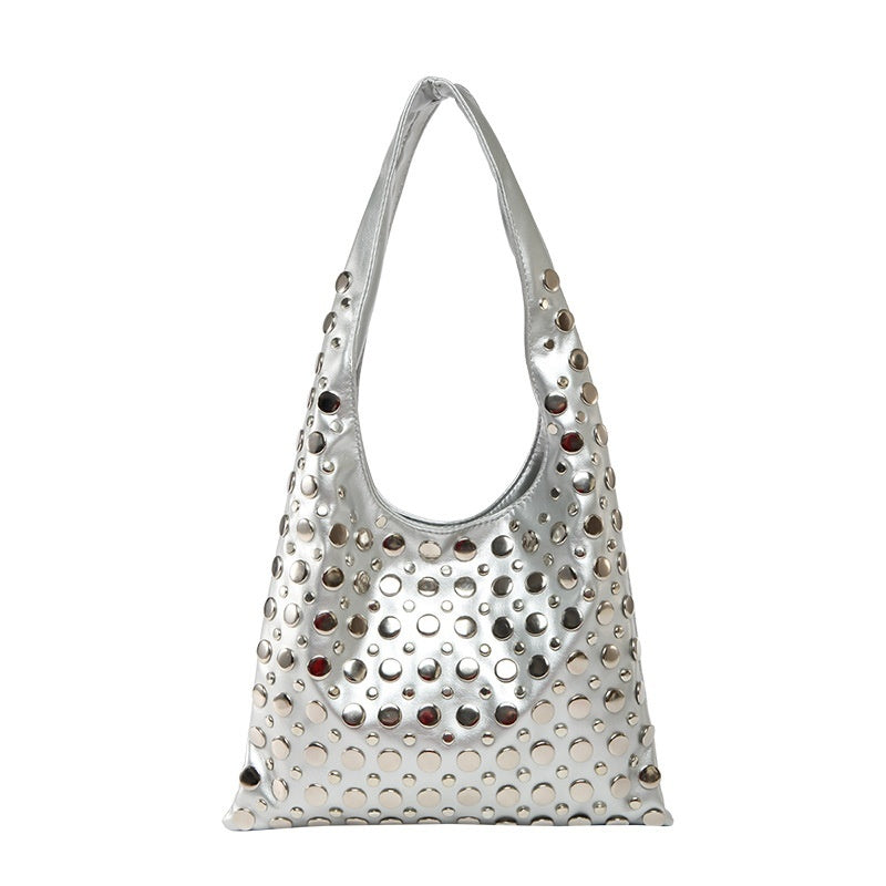 BIRGIT | Schoudertas met Studs – Stoere Leren Look Tas voor Dames