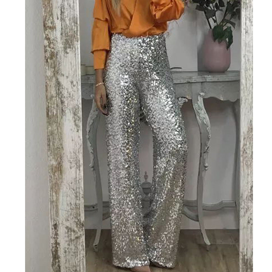 SHANTI | High Waist Paillettenbroek Dames – Glanzende Partybroek in Meerdere Kleuren