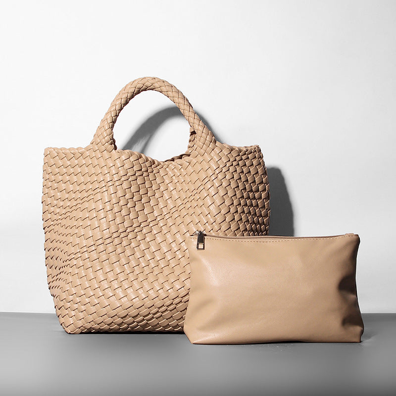 YENTE | Gevlochten Shopper – Zomerse Grote Tas met Binnenpouch