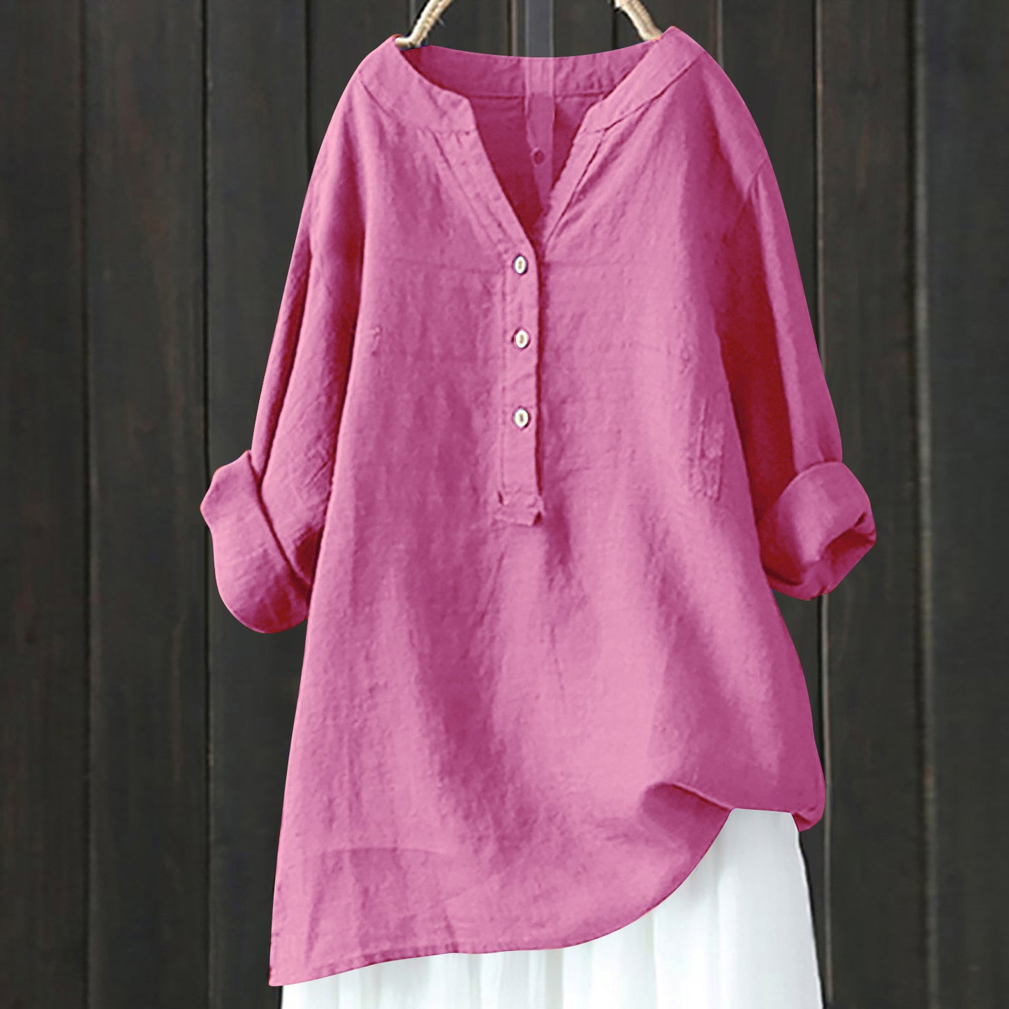 JILKE | Linnen Tuniek Dames met Knoopsluiting – Luchtige Oversized Blouse in Meerdere Kleuren