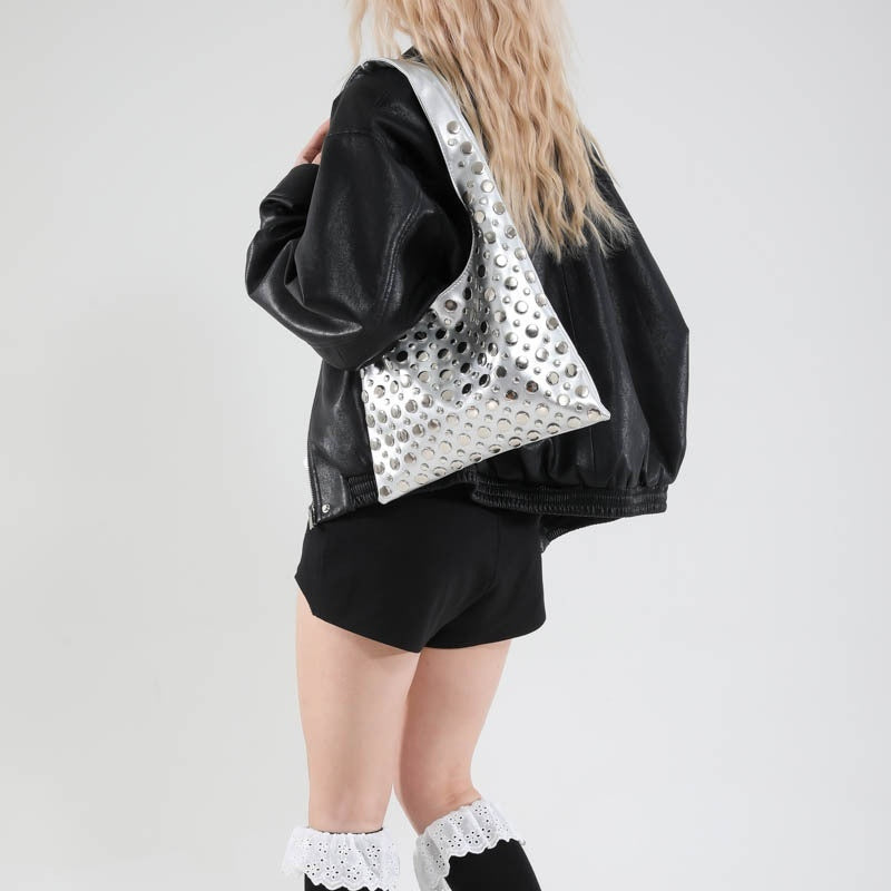 BIRGIT | Schoudertas met Studs – Stoere Leren Look Tas voor Dames