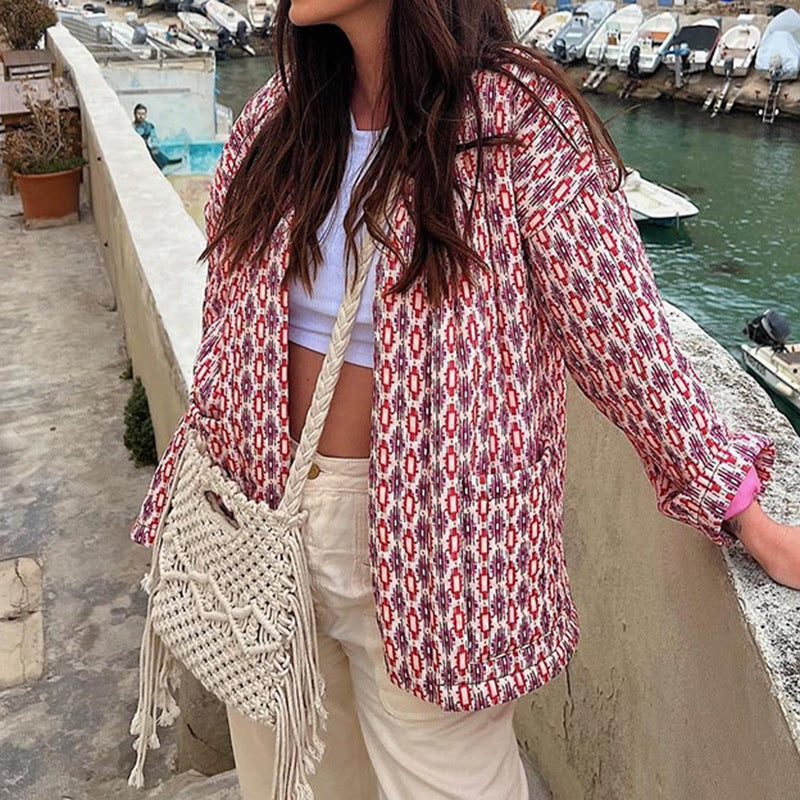 NISA | Bohemian Kimono Jacket – Katoenen Printjack met Plantenmotief