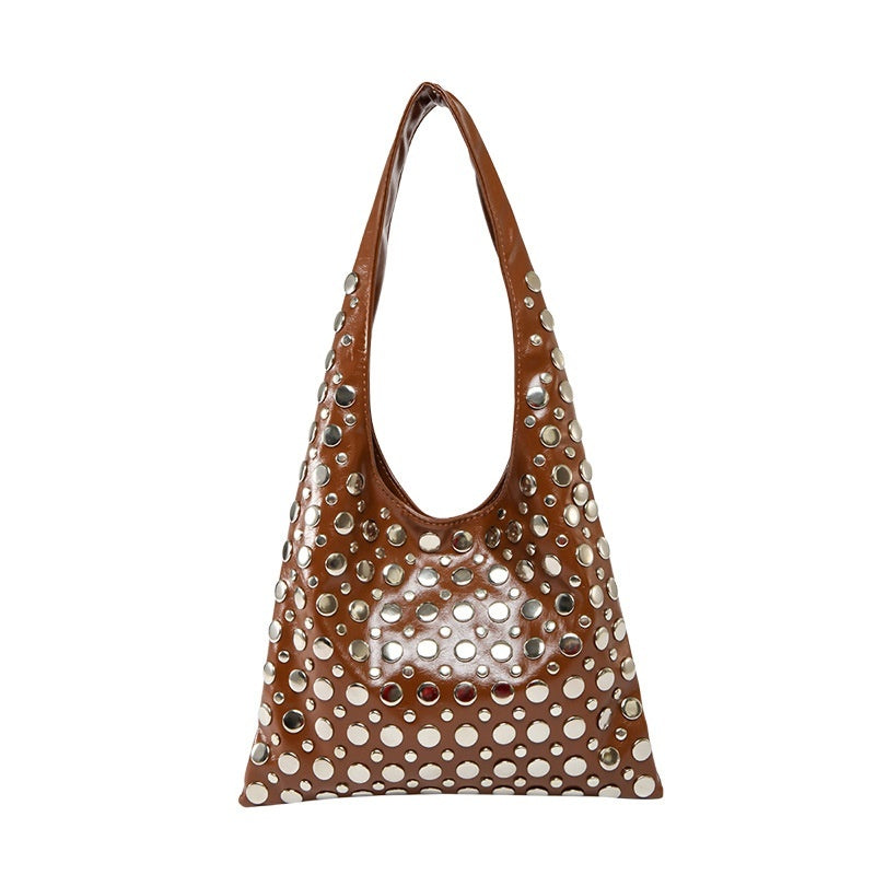 BIRGIT | Schoudertas met Studs – Stoere Leren Look Tas voor Dames