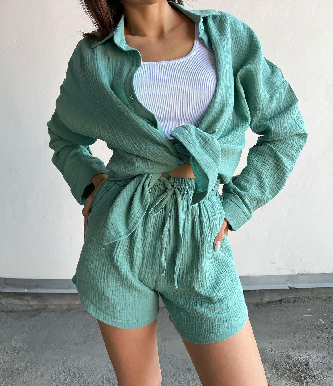 DIEKE | Two-Piece Lounge Set Dames – Zomerse Blouse en Short Co-ord