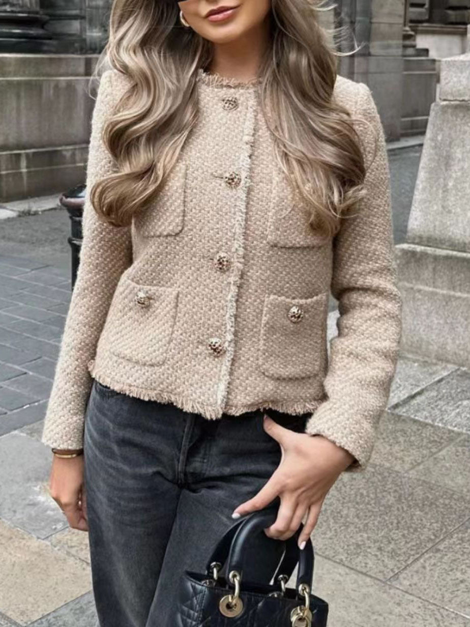 BIEN | Tweed Jasje met Goudkleurige Knopen – Elegant en Tijdloos | Dames Blazer