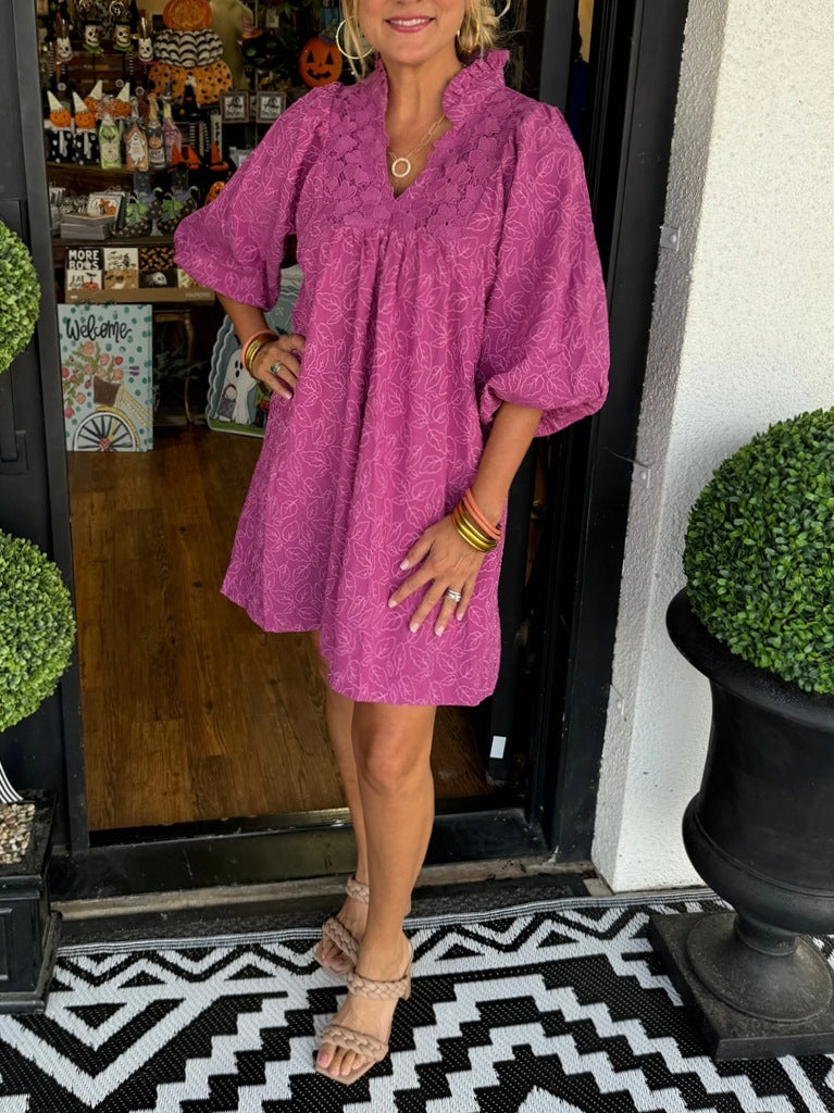 VITA | Zomerjurk Dames – Jurk met Broderie en Pofmouwen