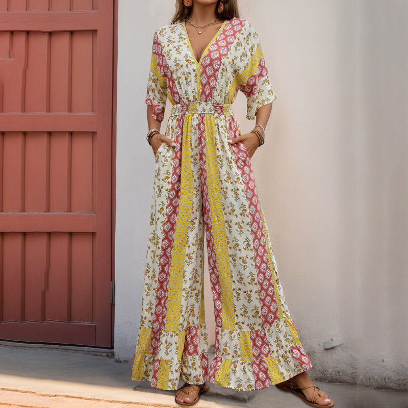 ANNIA | Boho Jumpsuit met Bloemenprint – Comfort & Karakter