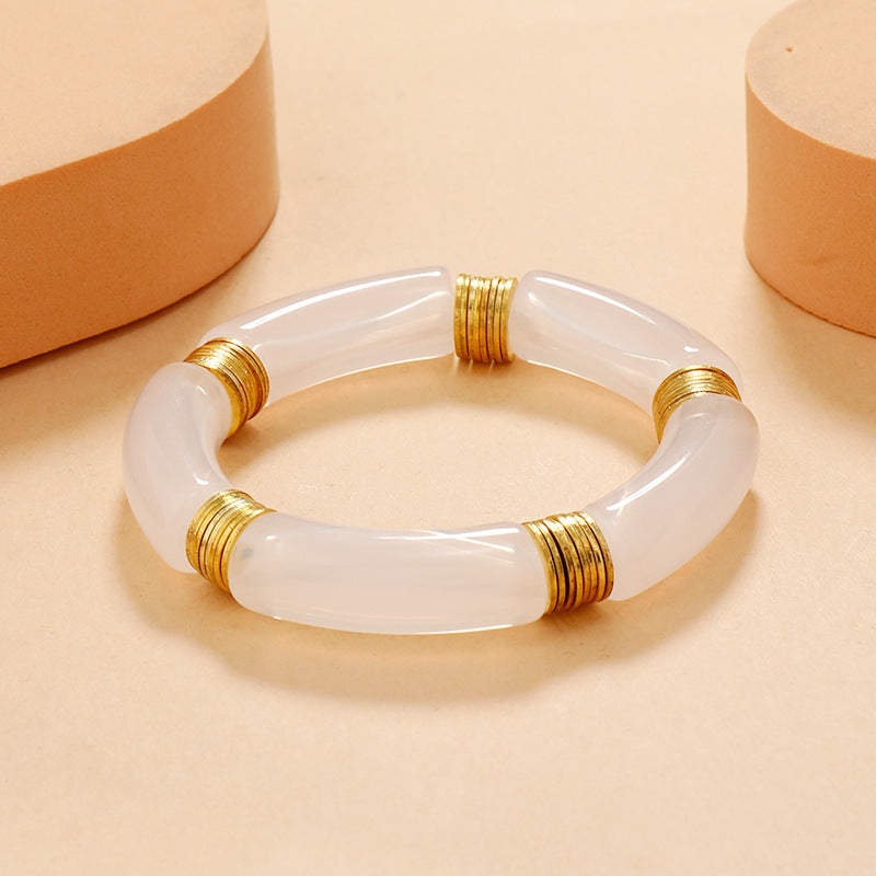 FAYENNE | Chunky Acryl Armband – Luxe Marmerlook Statement Sieraad
