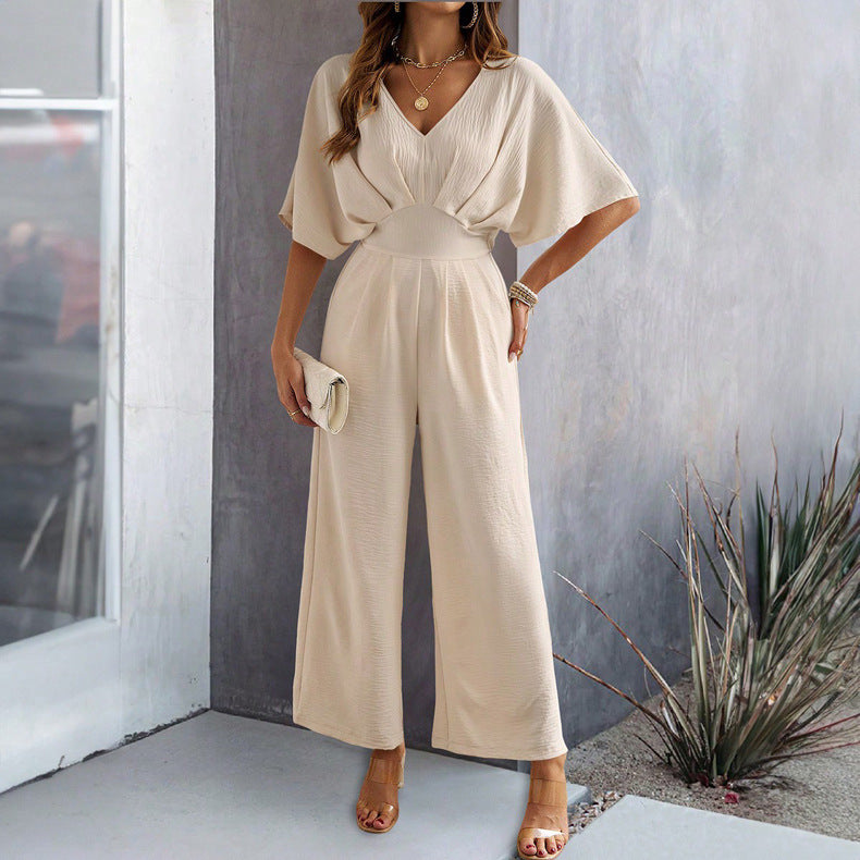 CELIA | Elegante Jumpsuit – Dames Jumpsuit met Wijde Pijpen en V-Hals