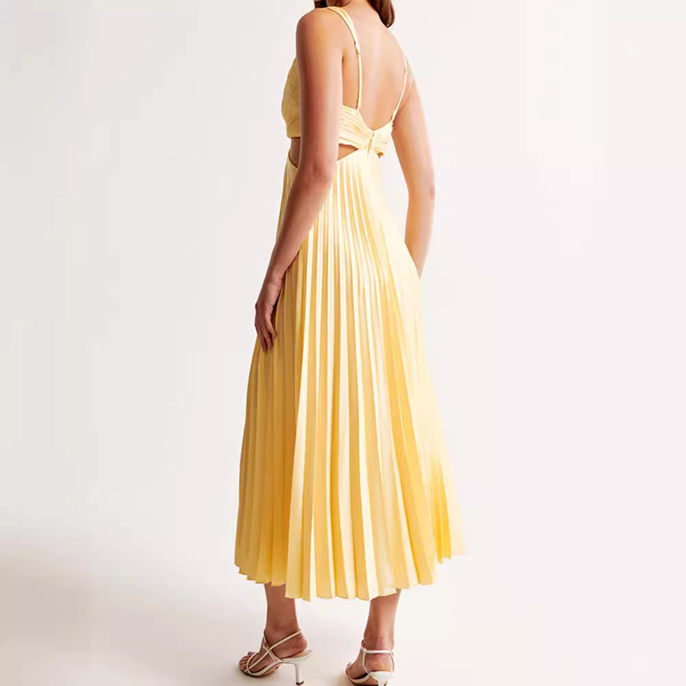 INESS | Plissé Cut-Out Jurk – Elegante Zomerlook met Open Rug