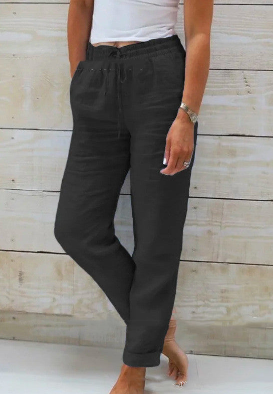 LOT | Dames Linnen Broek – Luchtige Zomerbroek met Elastische Taille en Steekzakken