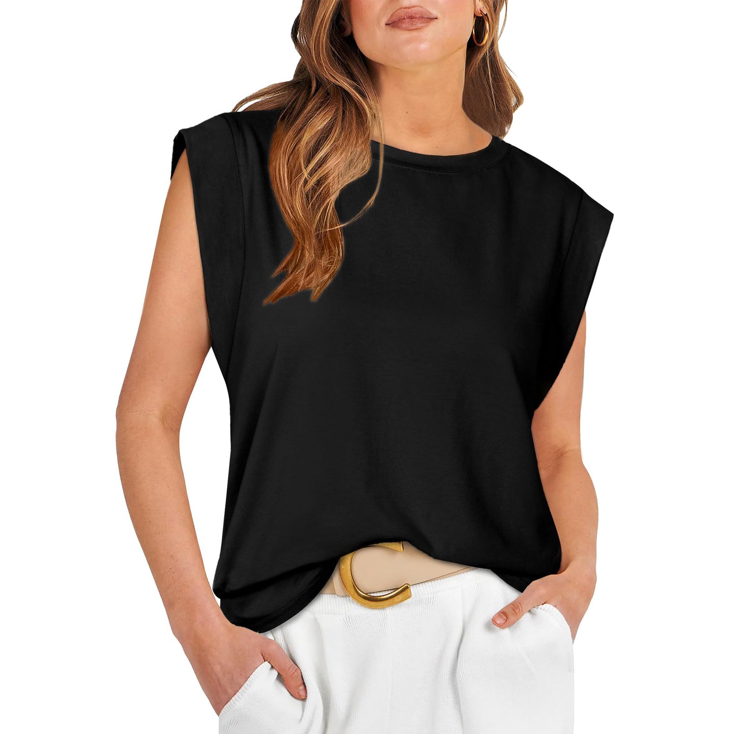 MOLLY | Mouwloze Top met Schouderdetail – Stoer, Vrouwelijk & Tijdloos Casual