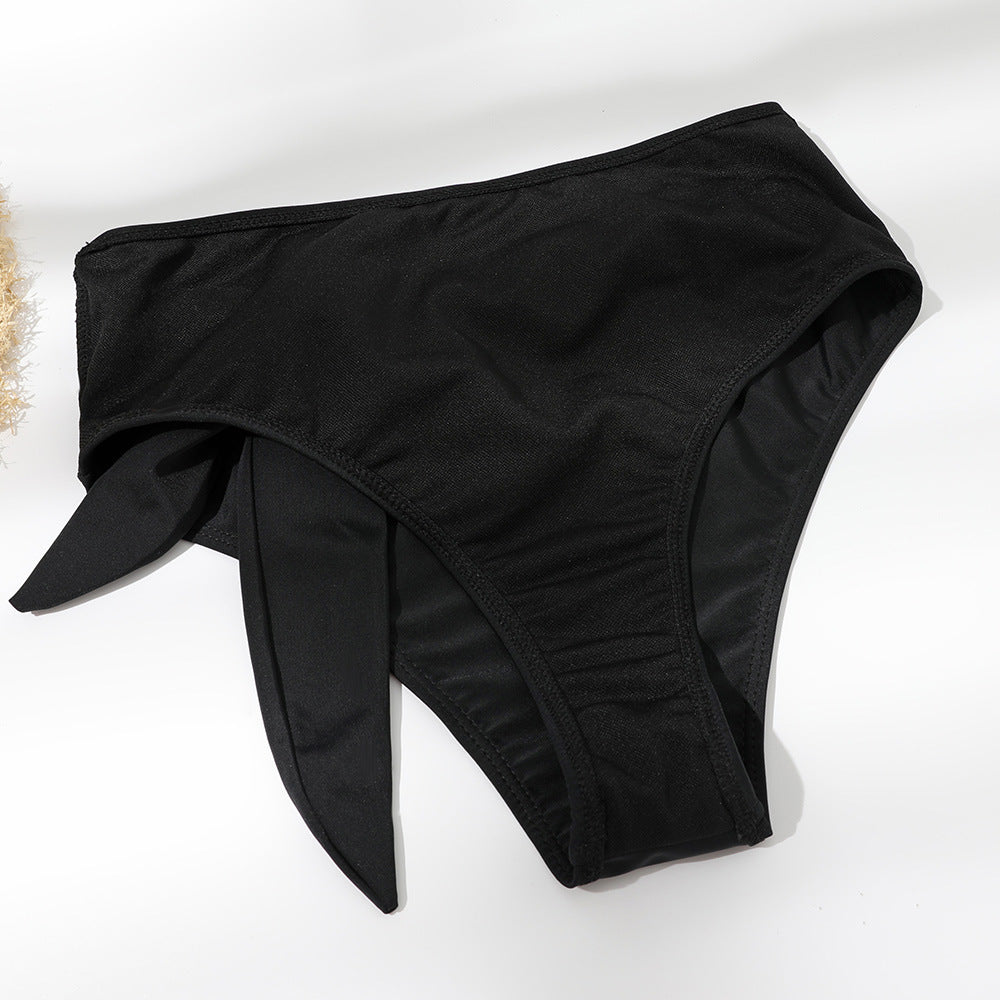ESRA | Zwarte Bikini Dames – High Waist Met Goud Detail & Striksluiting
